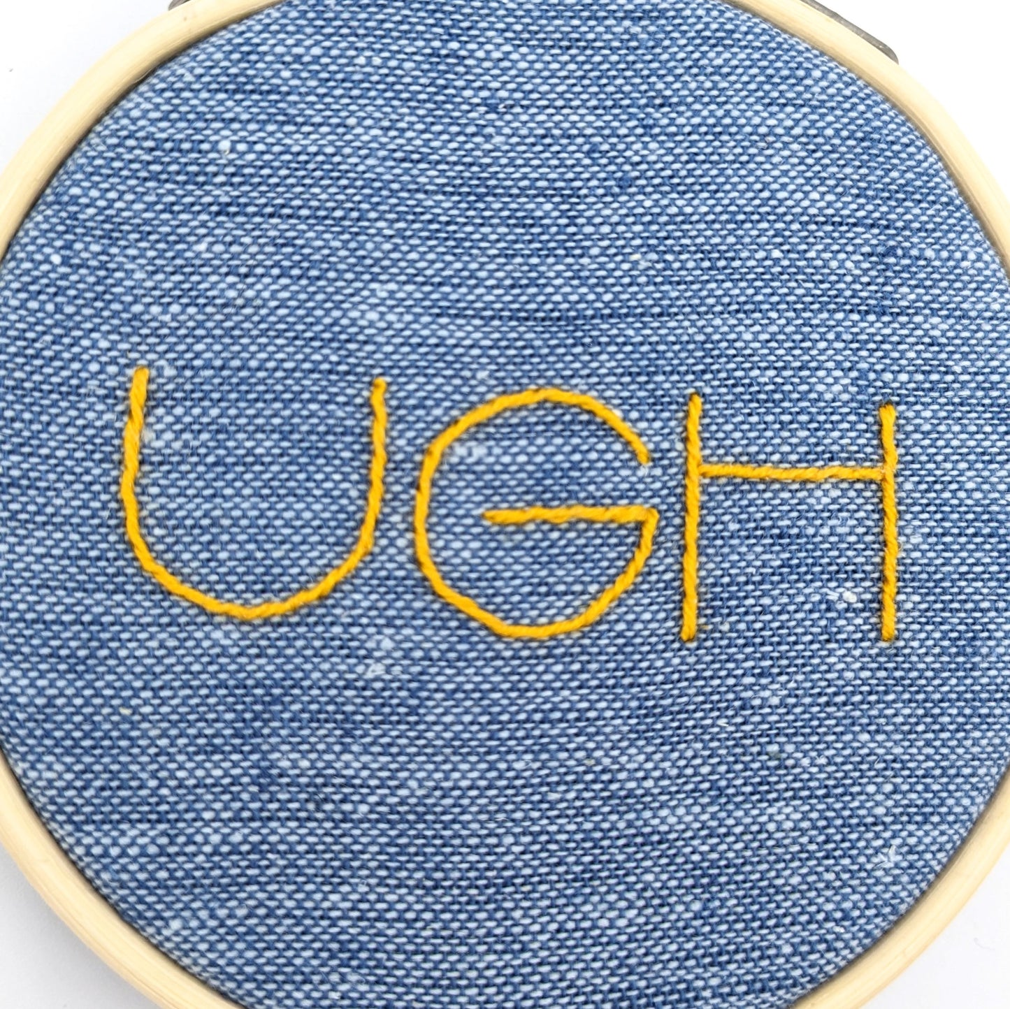 Yellow & Blue Ugh Embroidery Hoop Art