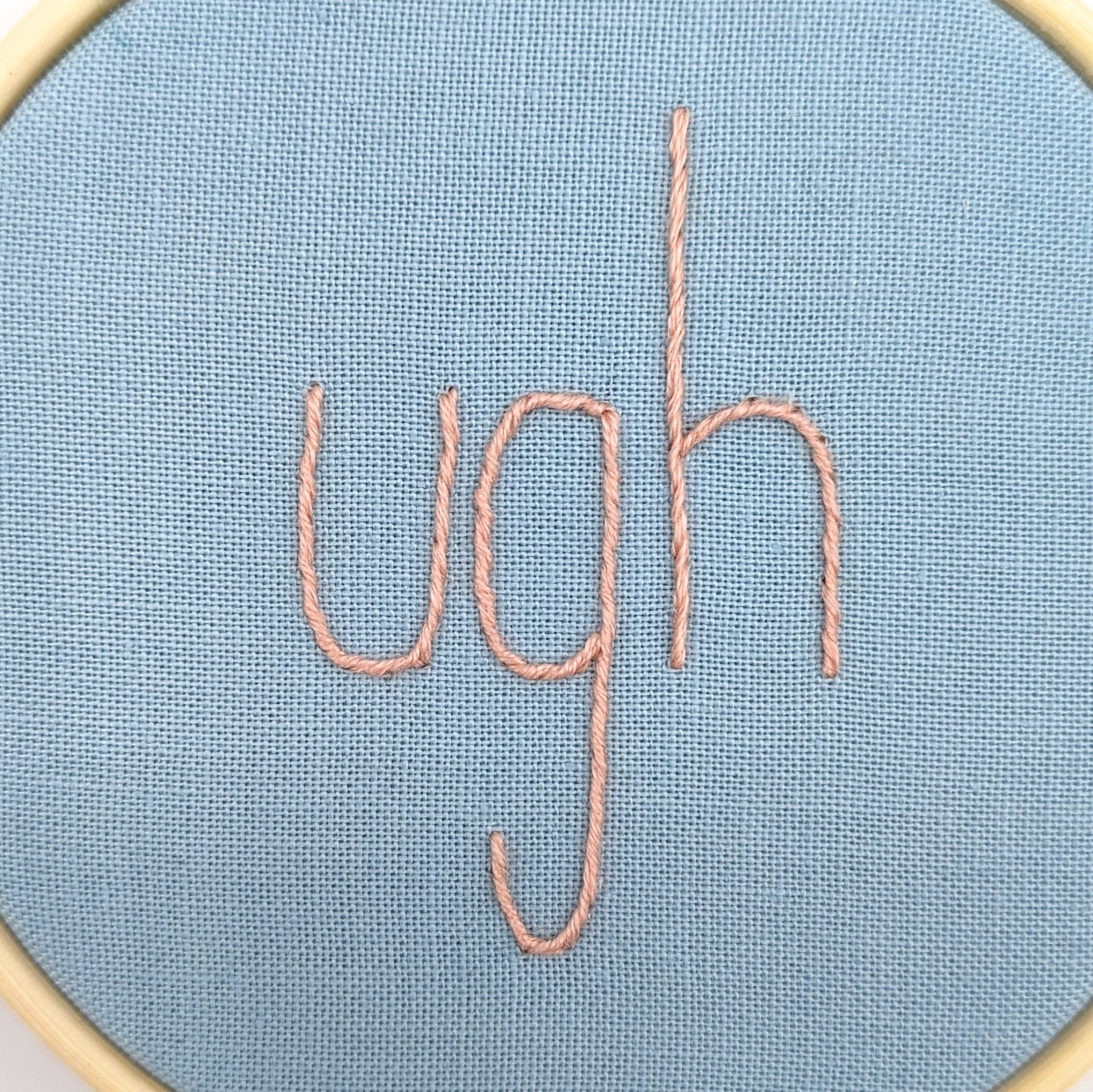 Pink & Blue Ugh Embroidery Hoop Art