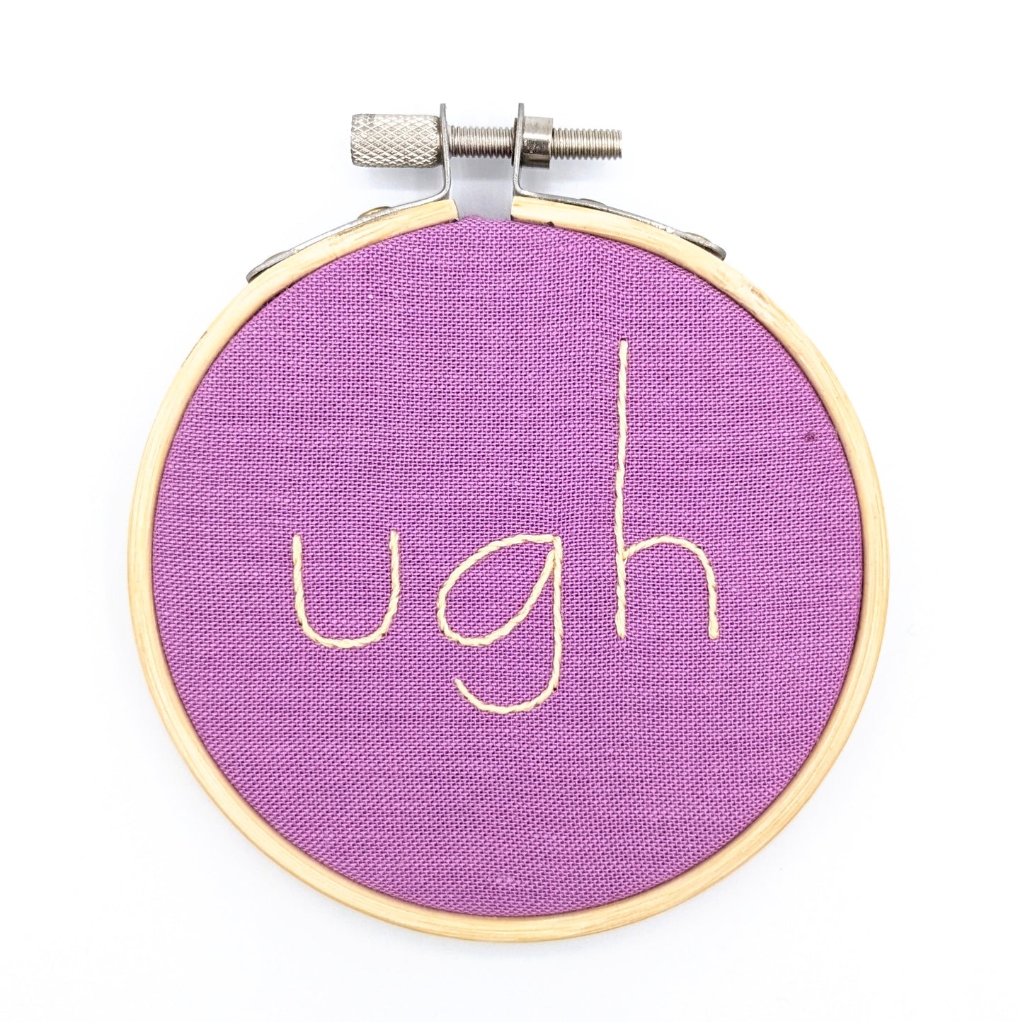 Peach & Purple Ugh Embroidery Hoop Art