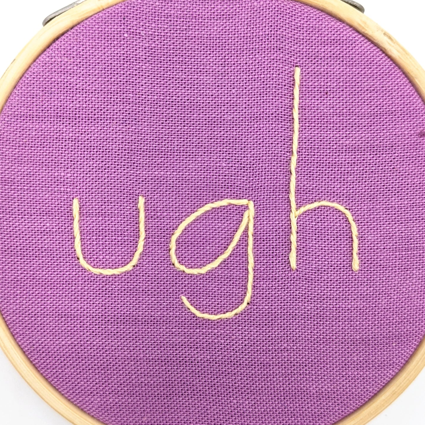 Peach & Purple Ugh Embroidery Hoop Art