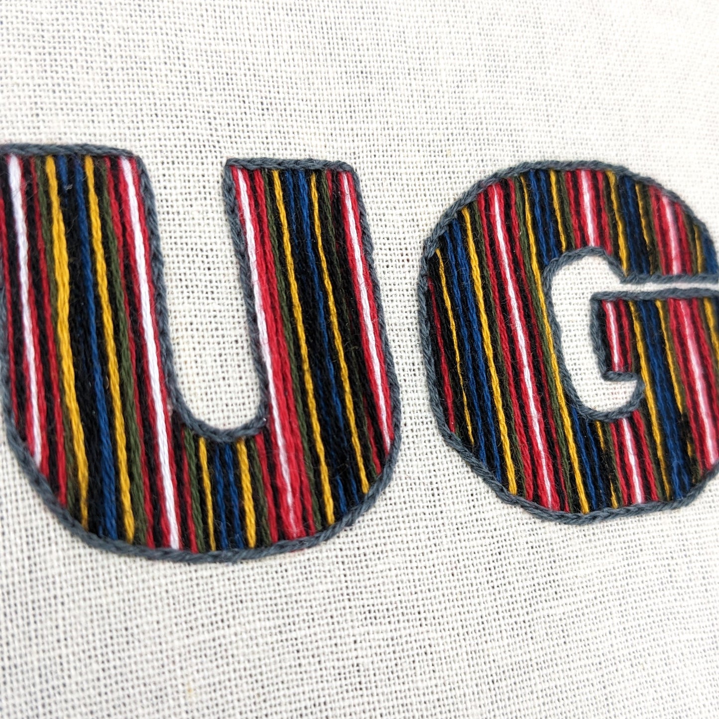 Flannel Stripe Ugh Embroidery Hoop Art