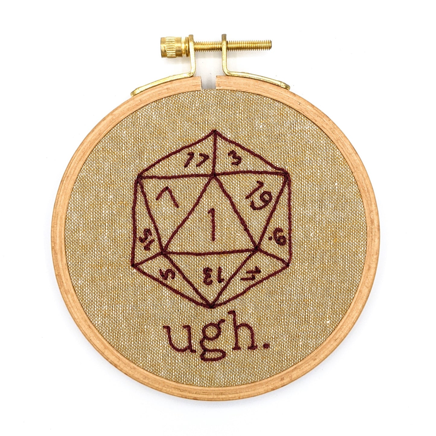 D20 Critical Fail Ugh Embroidery Hoop Art