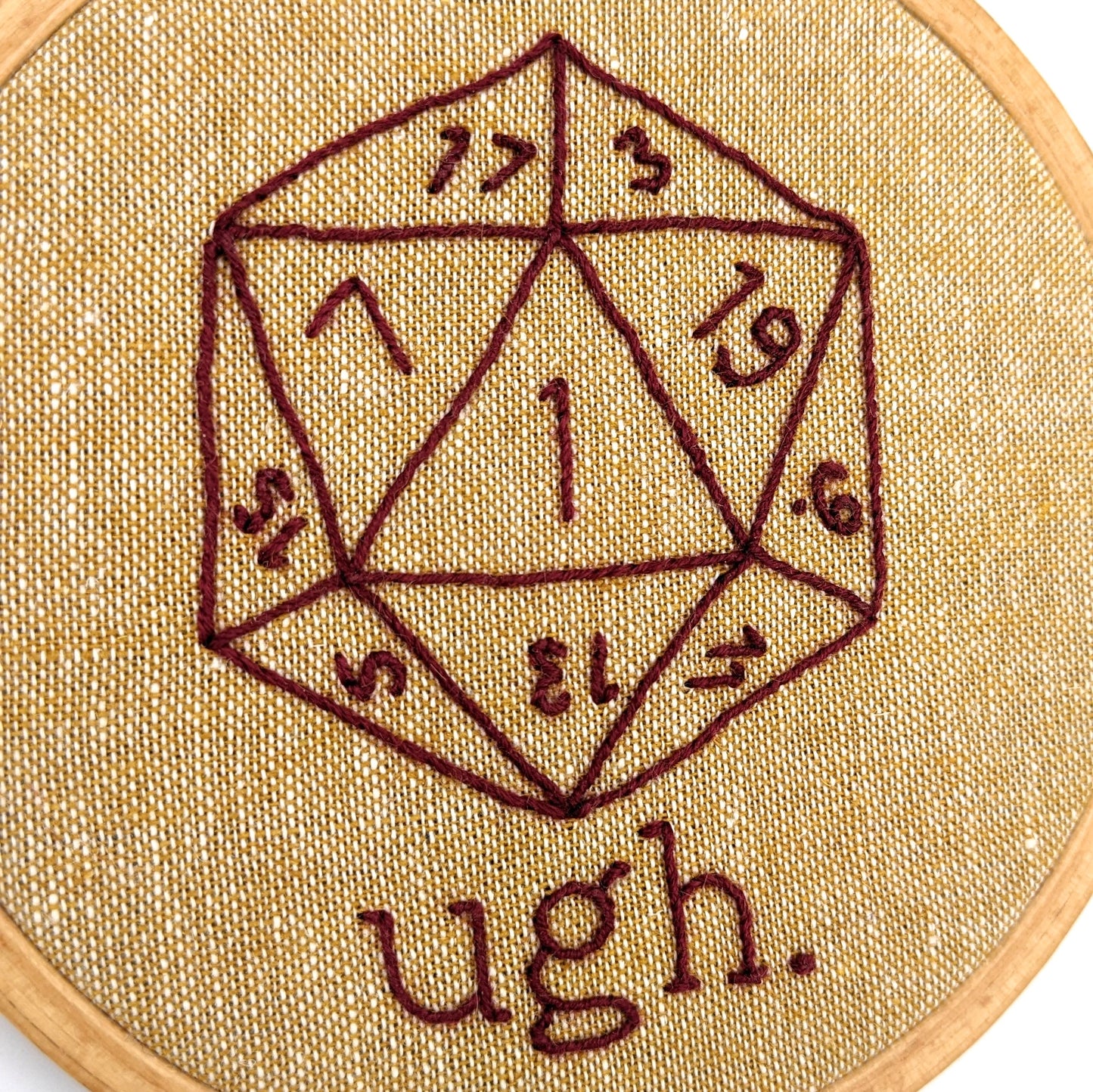 D20 Critical Fail Ugh Embroidery Hoop Art