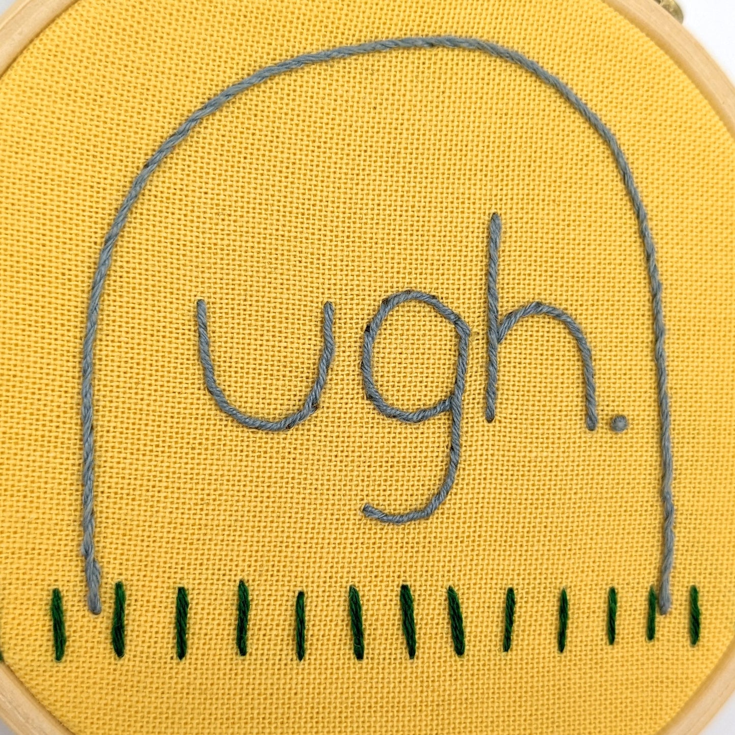 Yellow Tombstone Ugh Embroidery Hoop Art
