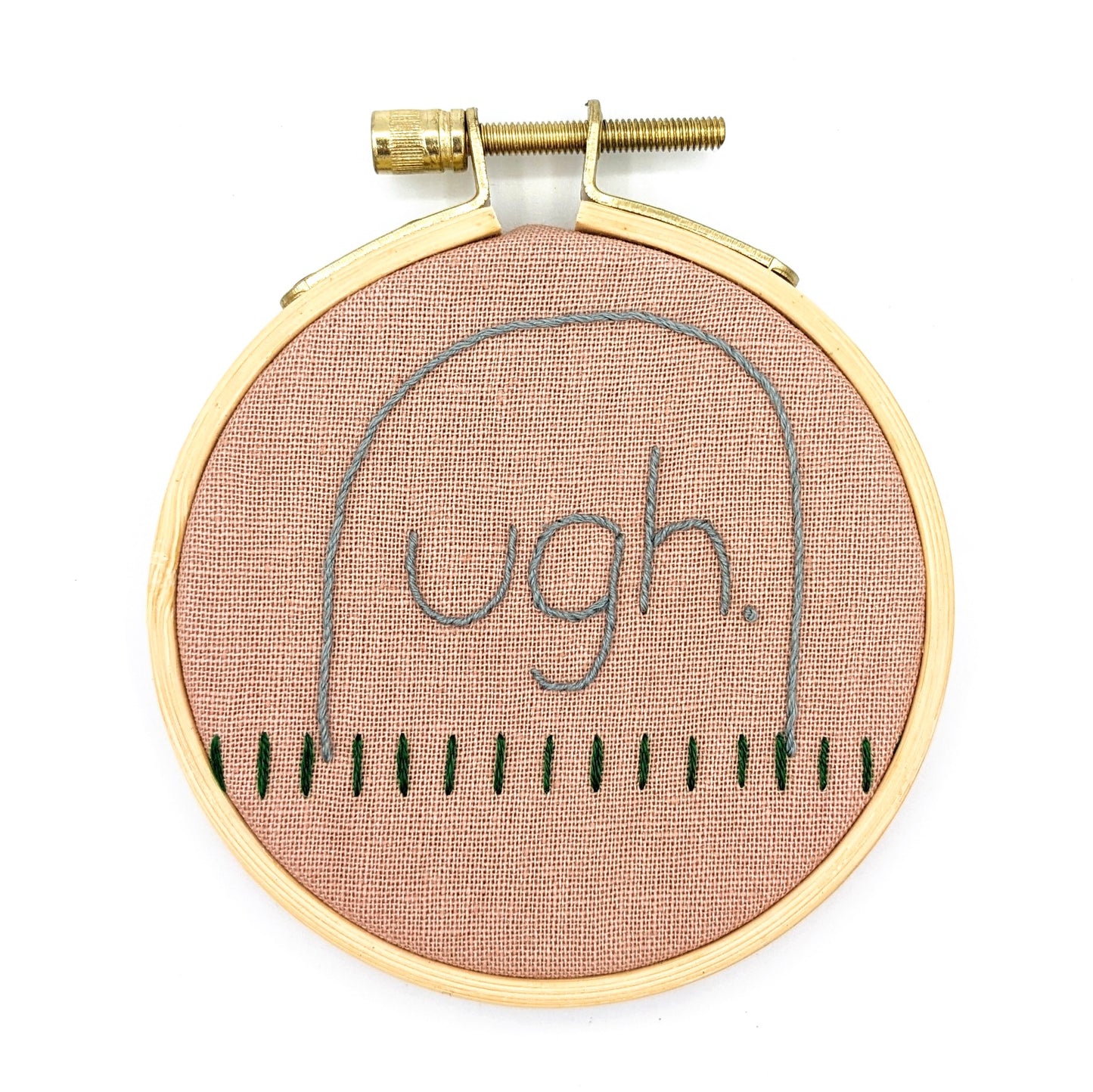 Peach Tombstone Ugh Embroidery Hoop Art