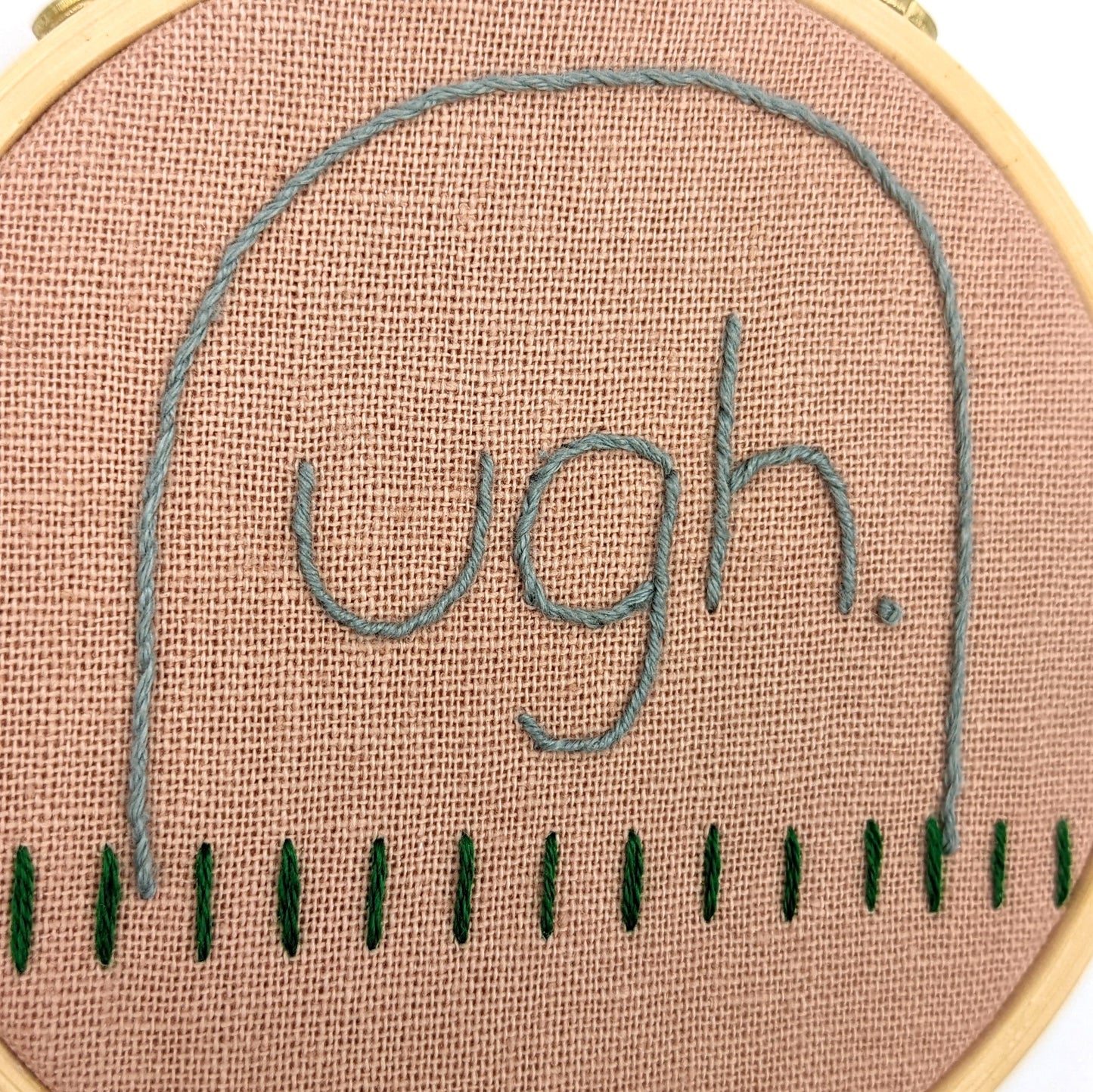 Peach Tombstone Ugh Embroidery Hoop Art