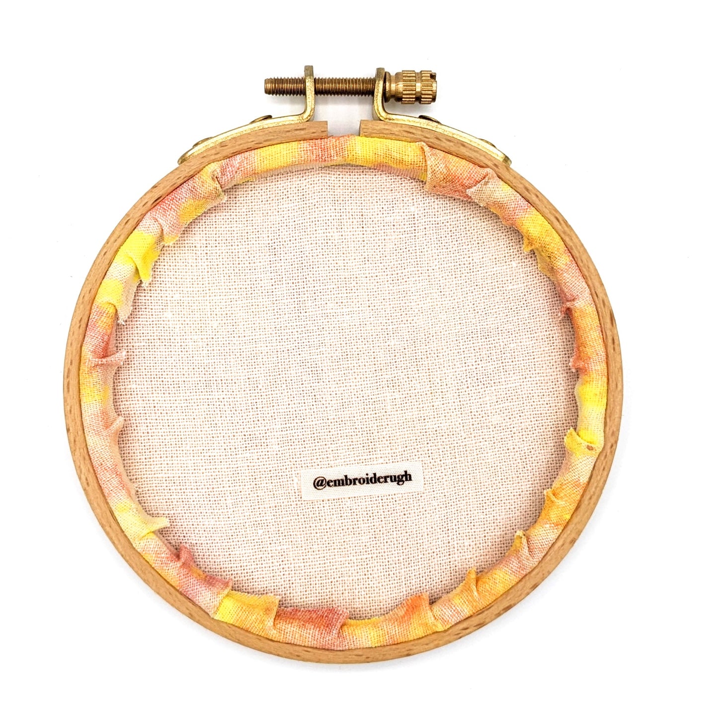 Yellow Bead & Watercolor Ugh Embroidery Hoop Art