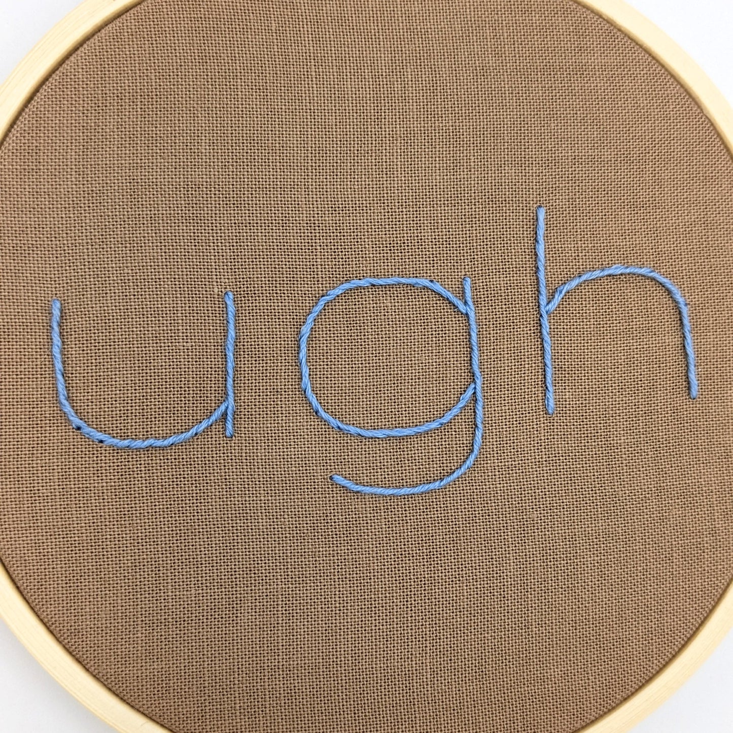 Blue & Brown Ugh Embroidery Hoop Art