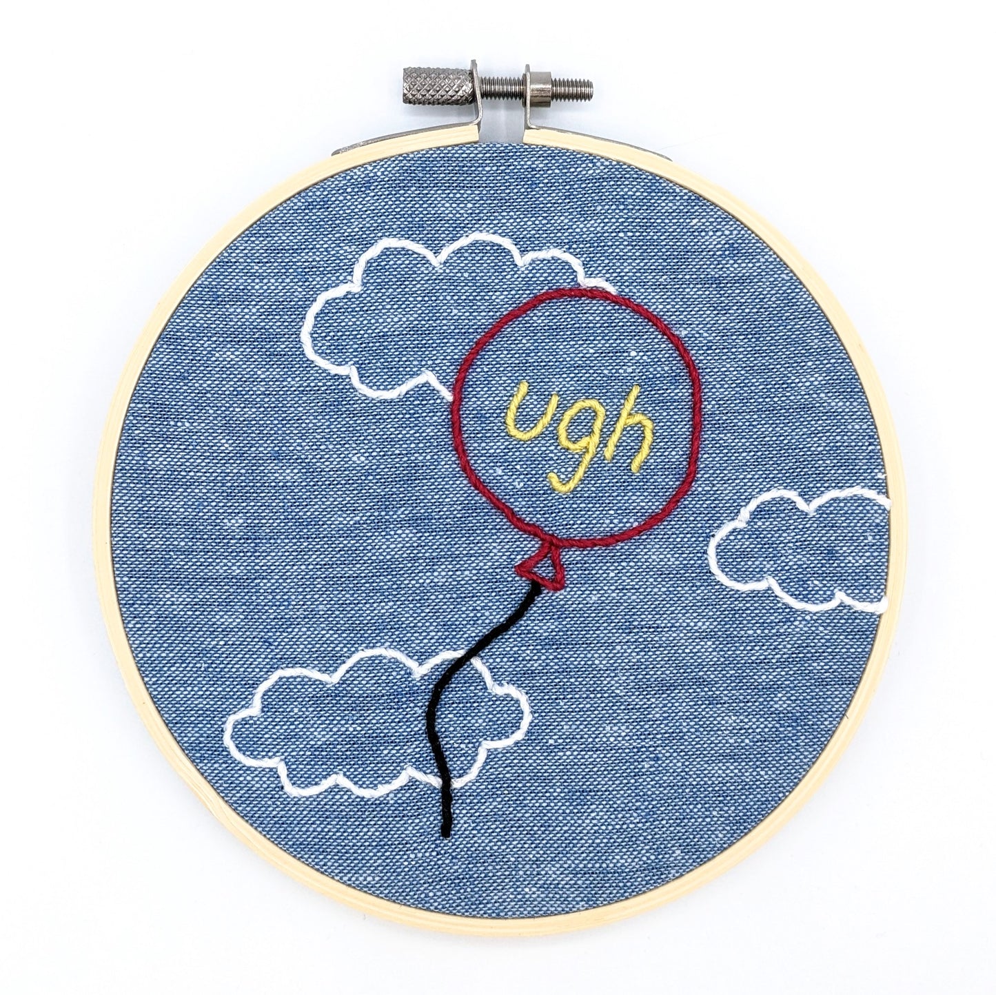 Balloon Ugh Embroidery Hoop Art