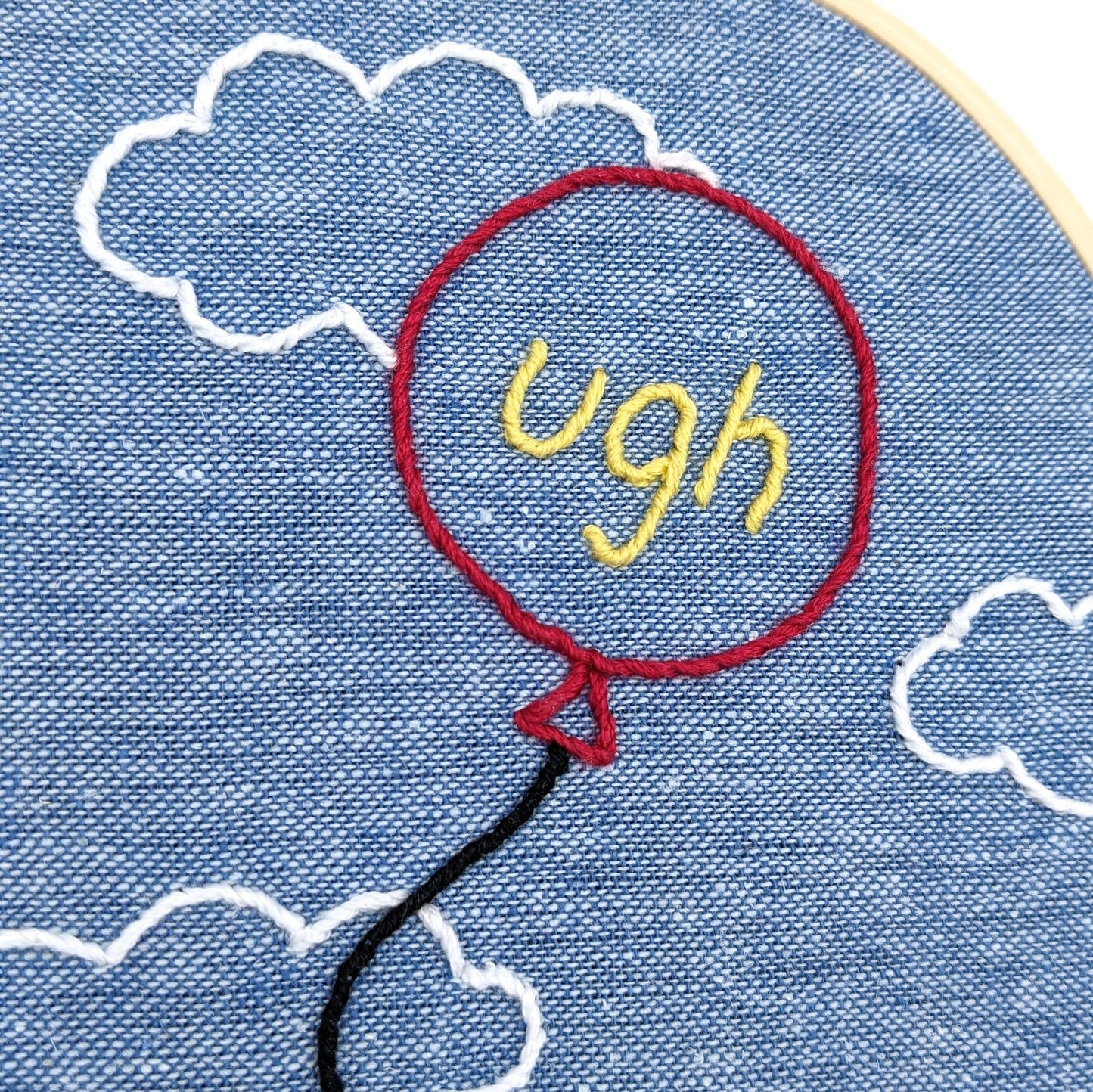 Balloon Ugh Embroidery Hoop Art